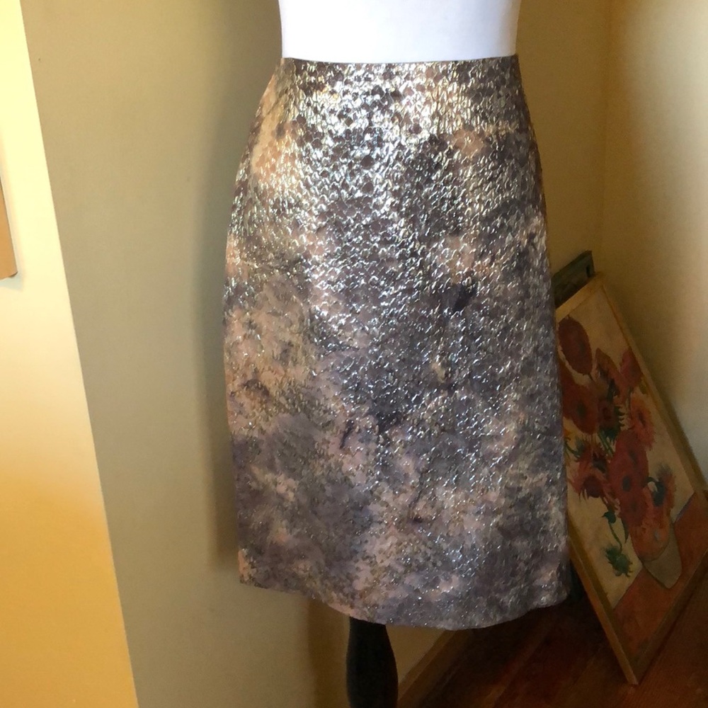 ELLEN TRACY Size 14 Shimmer SnakeScale Lined Skirt Elegant Party Luxe $298 NEW - Picture 2 of 14